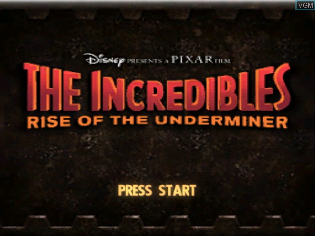 Title screen of the game Incredibles, The - Rise of the Underminer on Nintendo GameCube