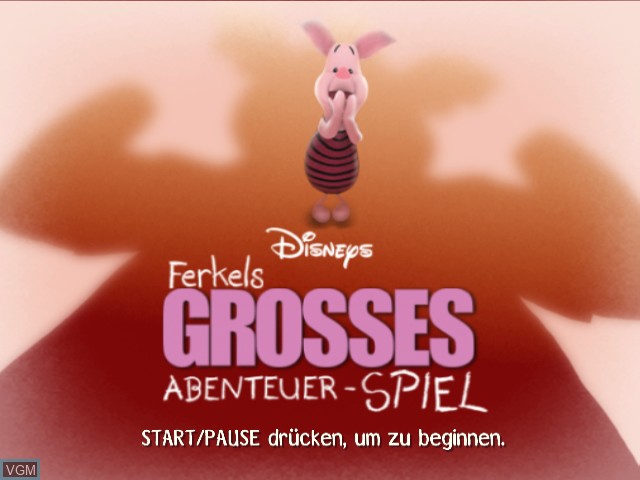 Title screen of the game Ferkels grosses Abenteuer-Spiel on Nintendo GameCube