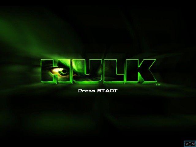 Title screen of the game Hulk on Nintendo GameCube