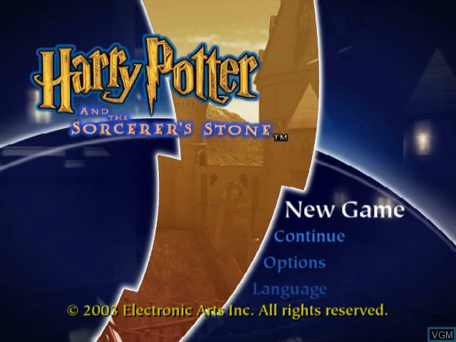 Title screen of the game Harry Potter and the Philosopher's Stone on Nintendo GameCube
