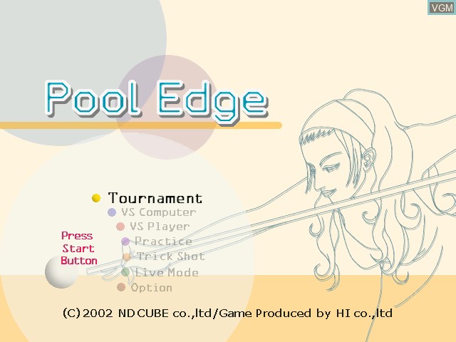 Title screen of the game Pool Edge on Nintendo GameCube
