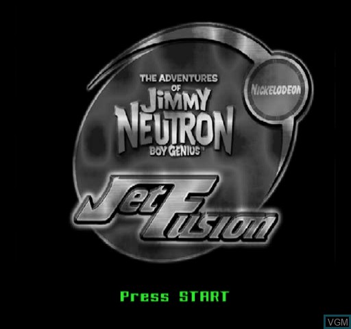 Title screen of the game Jimmy Neutron - Jet Fusion on Nintendo GameCube