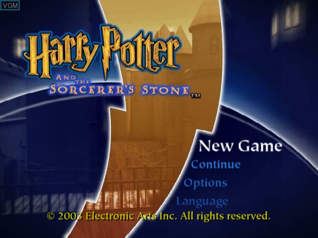 Title screen of the game Harry Potter and the Sorcerer's Stone on Nintendo GameCube