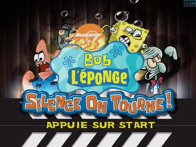 Title screen of the game Bob l'Éponge - Silence on Tourne! on Nintendo GameCube