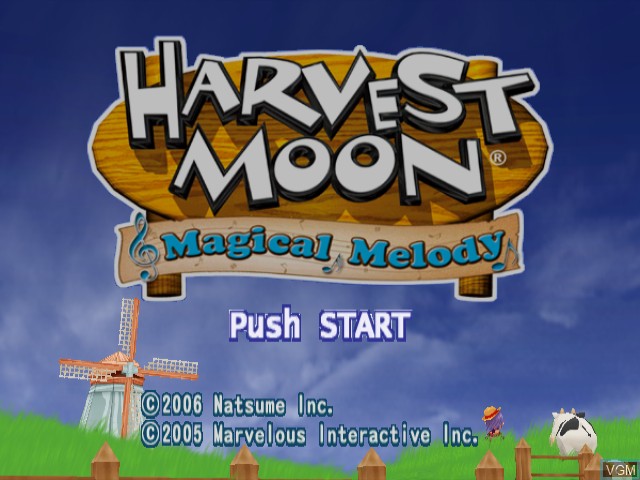 Title screen of the game Harvest Moon - Magical Melody on Nintendo GameCube