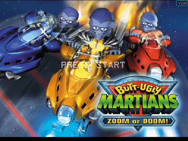 Title screen of the game Butt Ugly Martians - Zoom or Doom! on Nintendo GameCube