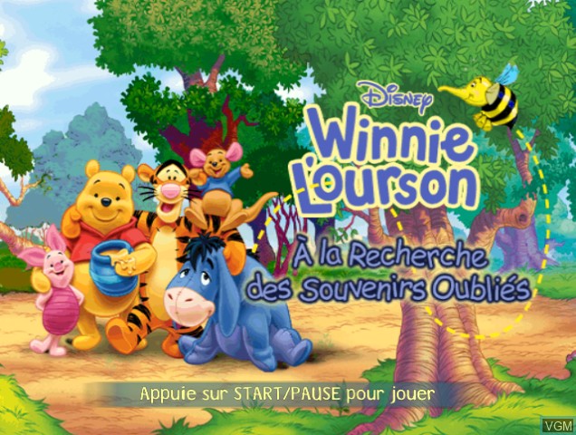Title screen of the game Winnie l'Ourson - À la Recherche des Souvenirs Oubliés on Nintendo GameCube