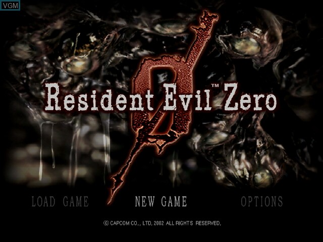 Menu screen of the game Resident Evil 0 on Nintendo GameCube