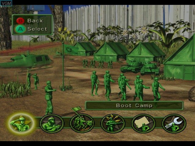 Menu screen of the game Army Men - RTS on Nintendo GameCube