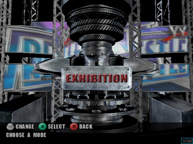 Menu screen of the game WWE WrestleMania XIX on Nintendo GameCube