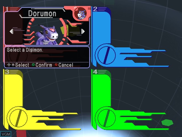 Menu screen of the game Digimon World 4 on Nintendo GameCube