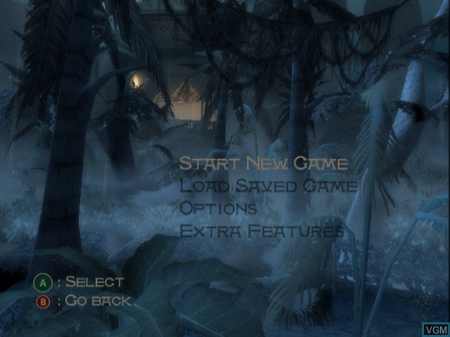Menu screen of the game Prince of Persia - The Sands of Time on Nintendo GameCube