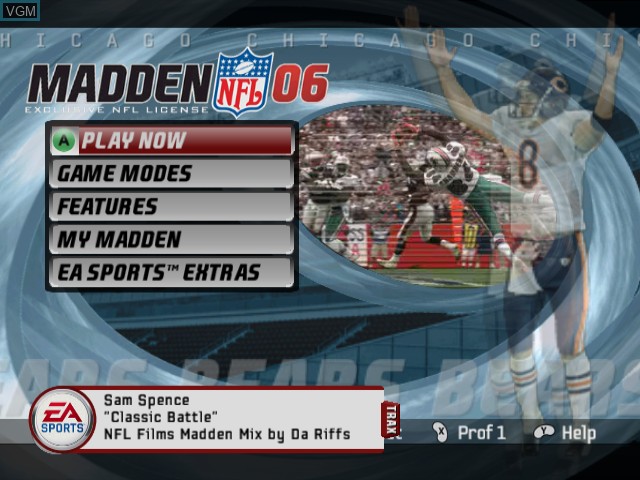 Menu screen of the game Madden NFL 06 on Nintendo GameCube