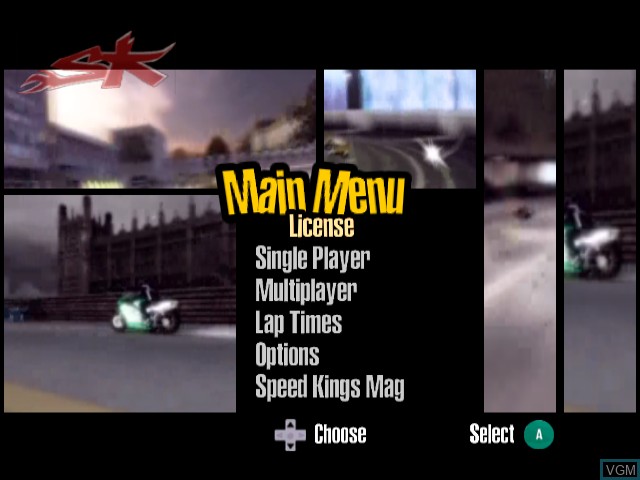 Menu screen of the game Speed Kings on Nintendo GameCube