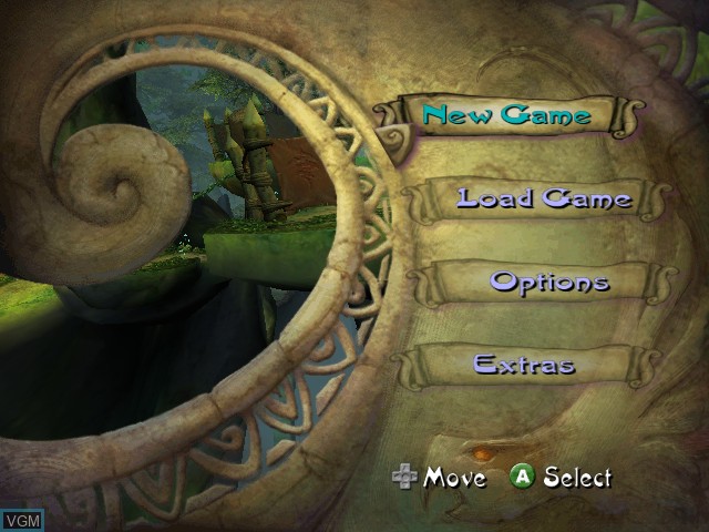Menu screen of the game Tak - The Great Juju Challenge on Nintendo GameCube