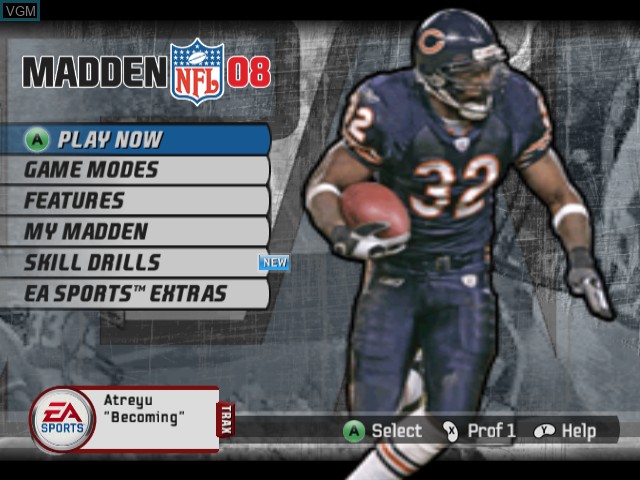 Menu screen of the game Madden NFL 08 on Nintendo GameCube