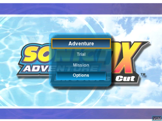 Menu screen of the game Sonic Adventure DX - Director's Cut on Nintendo GameCube