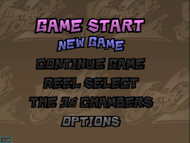 Menu screen of the game Viewtiful Joe 2 on Nintendo GameCube
