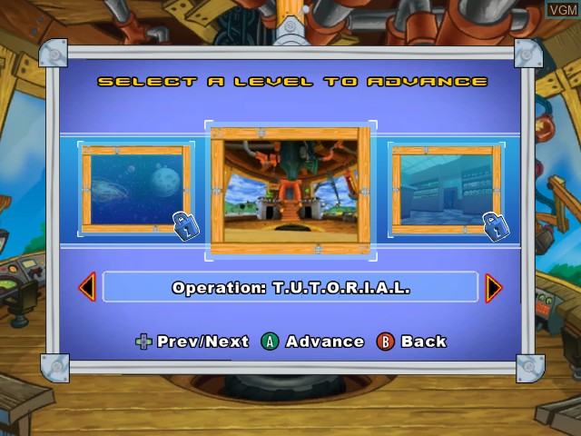 Menu screen of the game Codename - Kids Next Door - Operation V.I.D.E.O.G.A.M.E. on Nintendo GameCube