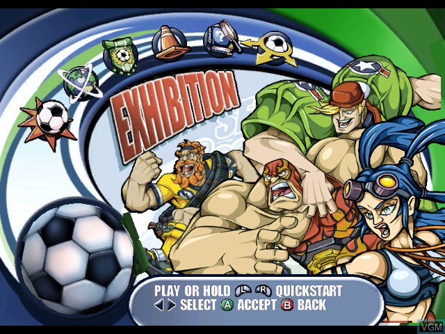 Menu screen of the game Sega Soccer Slam on Nintendo GameCube