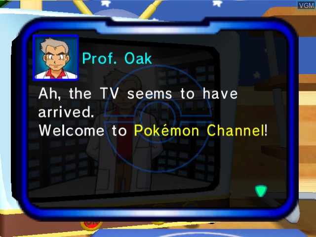 Menu screen of the game Pokemon Channel on Nintendo GameCube