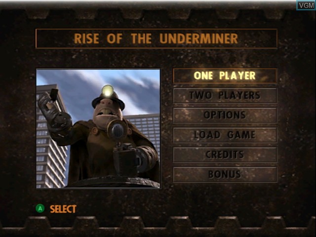 Menu screen of the game Incredibles, The - Rise of the Underminer on Nintendo GameCube