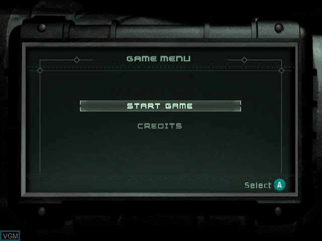 Menu screen of the game Tom Clancy's Splinter Cell - Pandora Tomorrow on Nintendo GameCube