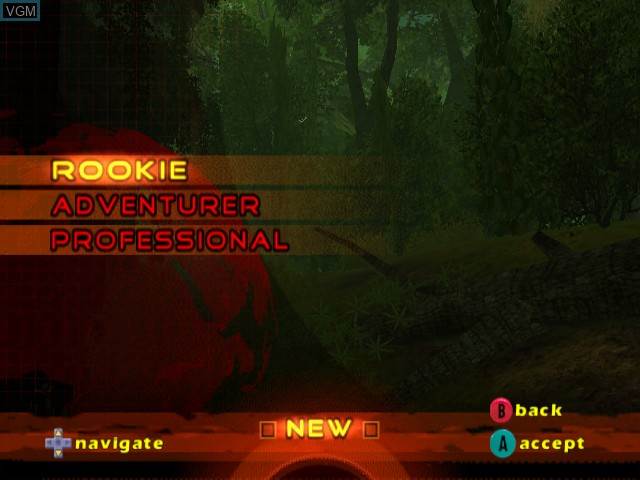 Menu screen of the game Cabela's Dangerous Hunts 2 on Nintendo GameCube