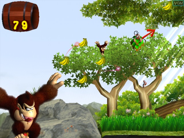 In-game screen of the game Donkey Kong Jungle Beat on Nintendo GameCube