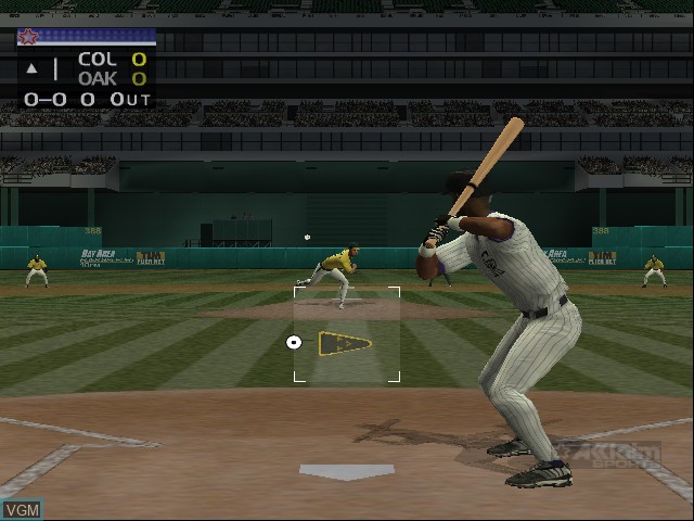 In-game screen of the game All-Star Baseball 2002 on Nintendo GameCube