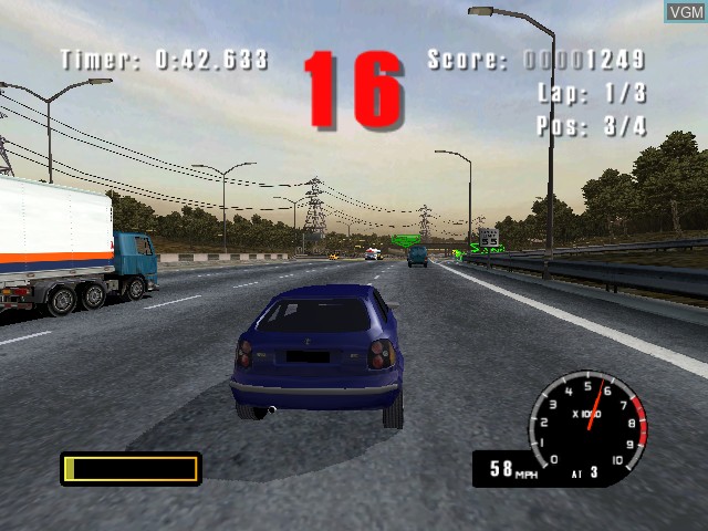 In-game screen of the game Burnout on Nintendo GameCube