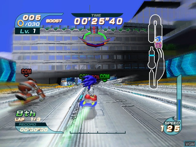 In-game screen of the game Sonic Riders on Nintendo GameCube