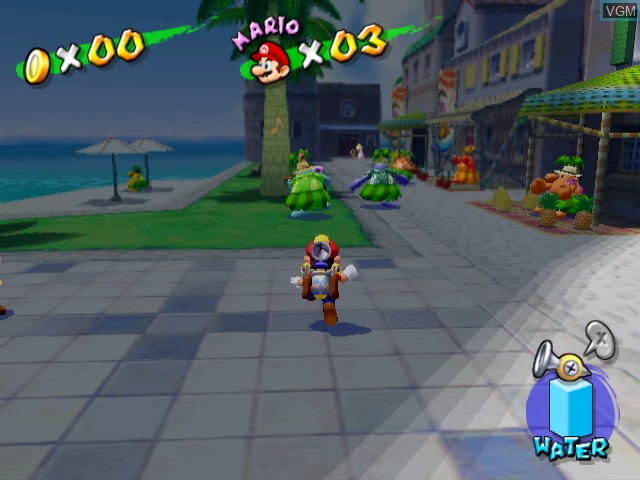 In-game screen of the game Super Mario Sunshine on Nintendo GameCube