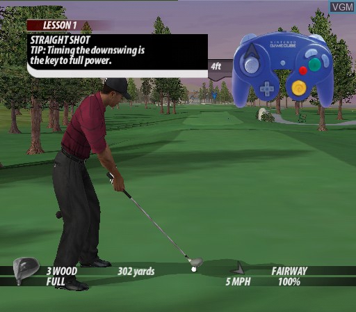 In-game screen of the game Tiger Woods PGA Tour 2005 on Nintendo GameCube