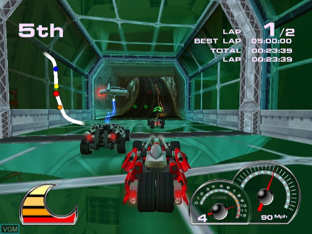 In-game screen of the game Drome Racers on Nintendo GameCube