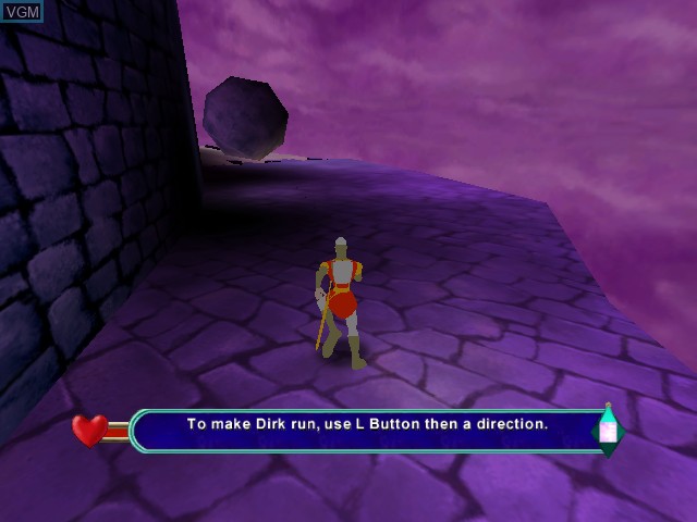In-game screen of the game Dragon's Lair 3D - Return to the Lair on Nintendo GameCube