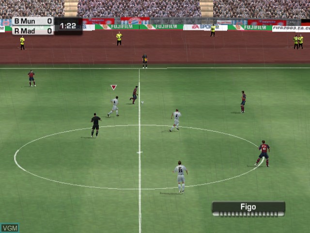 In-game screen of the game FIFA Football 2003 on Nintendo GameCube