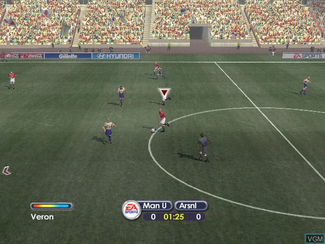 In-game screen of the game FIFA Soccer 2002 on Nintendo GameCube