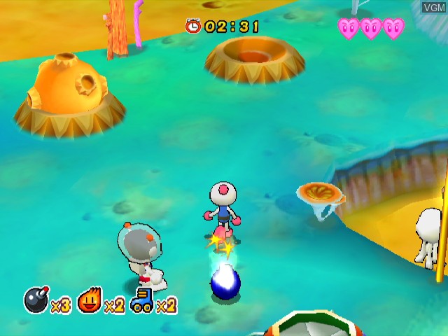 In-game screen of the game Bomberman Jetters on Nintendo GameCube