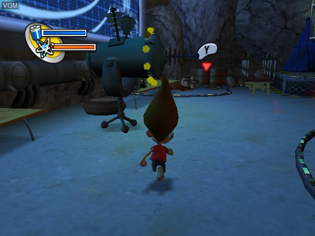 In-game screen of the game Adventures of Jimmy Neutron Boy Genius - Attack of the Twonkies on Nintendo GameCube
