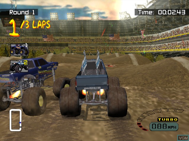 In-game screen of the game Monster 4x4 - Masters of Metal on Nintendo GameCube