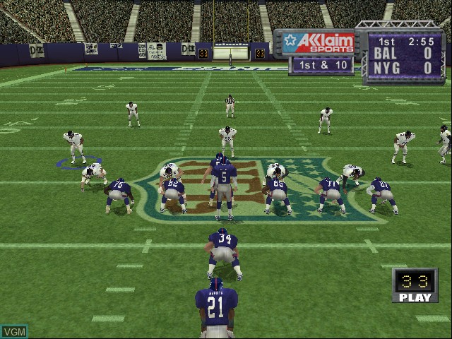 In-game screen of the game NFL Quarterback Club 2002 on Nintendo GameCube