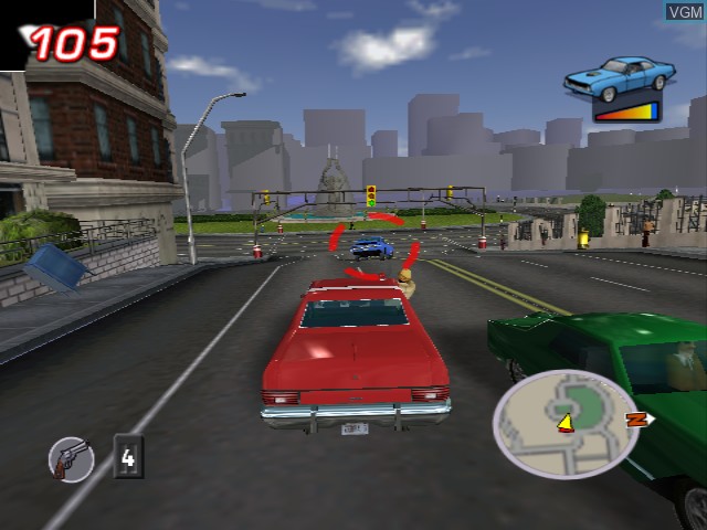 In-game screen of the game Starsky & Hutch on Nintendo GameCube