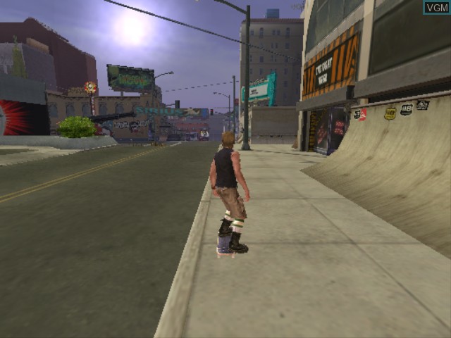 In-game screen of the game Tony Hawk's American Wasteland on Nintendo GameCube