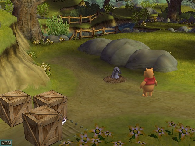 In-game screen of the game Winnie the Pooh's Rumbly Tumbly Adventure on Nintendo GameCube