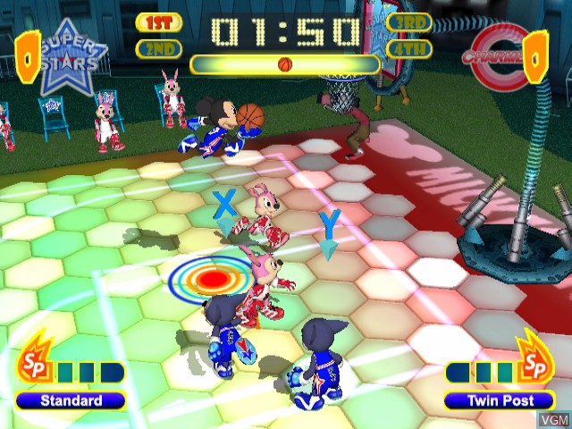In-game screen of the game Disney Sports - Basketball on Nintendo GameCube