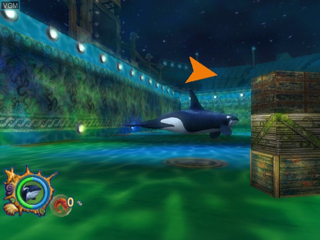 In-game screen of the game SeaWorld Adventure Parks - Shamu's Deep Sea Adventures on Nintendo GameCube