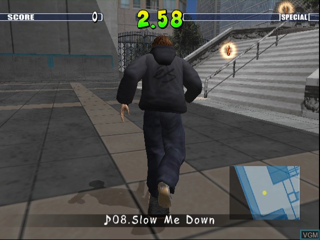 In-game screen of the game Evolution Skateboarding on Nintendo GameCube