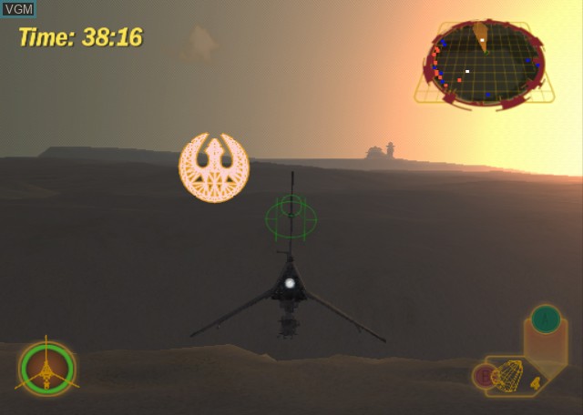 In-game screen of the game Star Wars Rogue Squadron III - Rebel Strike on Nintendo GameCube