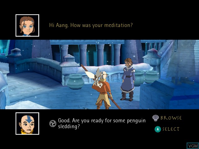 In-game screen of the game Avatar - The Last Airbender on Nintendo GameCube